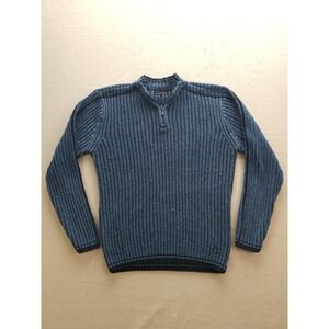 Vintage 2000s Y2K Point Zero Orange Label Blue Quarter-Zip Sweater Acrylic XL